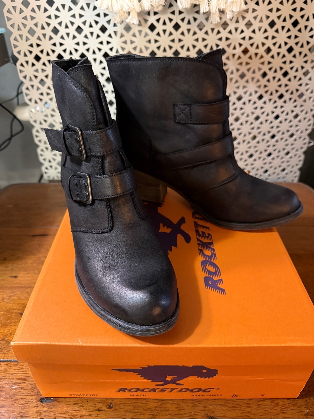 Rocket Dog Black Double-Buckle Ankle Booties